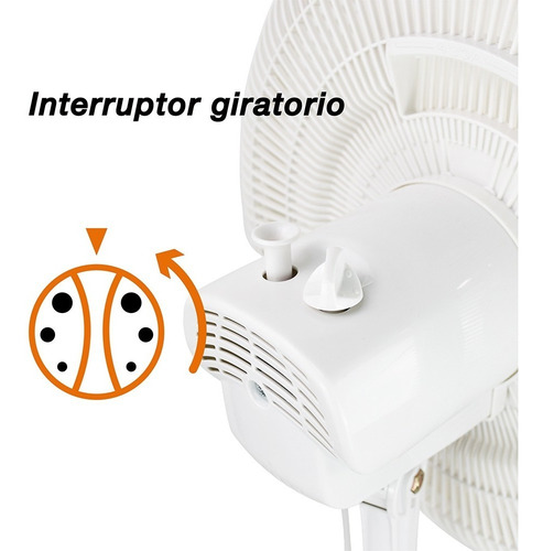 Ventilador De Pedestal | Mytek De 16 Pulgadas Modelo 3197 Color de la estructura Blanco Color de las aspas Blanco