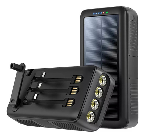 Carregador Solar, Bateria Portátil Usb De 30000mah, Com