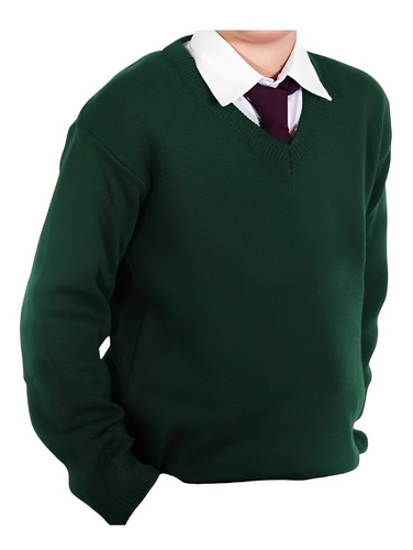 Sweater Colegial Escote En V Azul Bordo Y Verde Del 6 Al 16