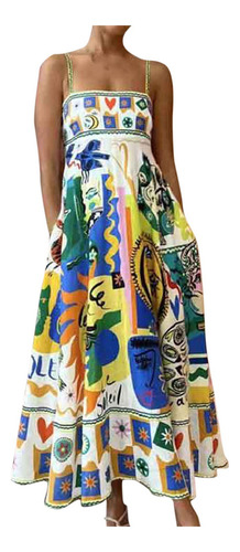 Blusa Sin Mangas De Mujer Con Dobladillo Grande, Estampada