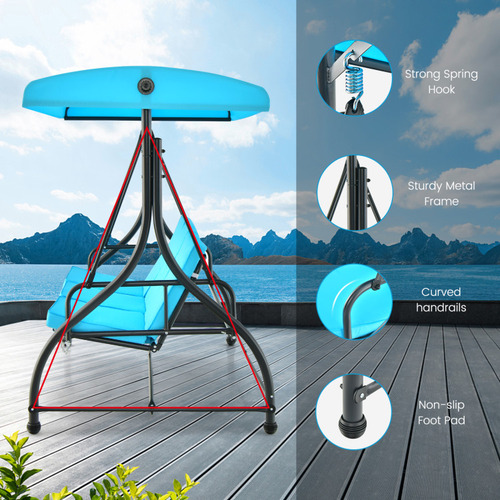 Silla Columpio De 3 Plazas Para Jardin Gpl Turquesa