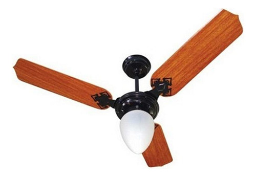 Ventilador Teto Venti-delta Preto 3 Pas Mogno + Globo 127v.