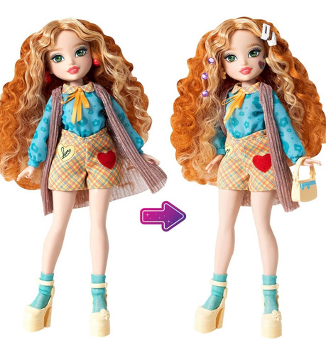 Muñeca De Moda Glo Up Rose. Cambio Color En Uñas Y Labios.