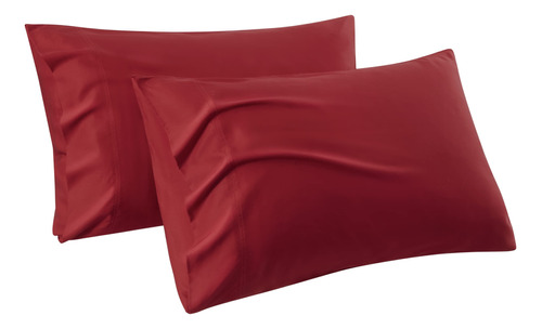 Fundas Para Almohada De Rayon De Bamboo Color Rojo 50x76cm