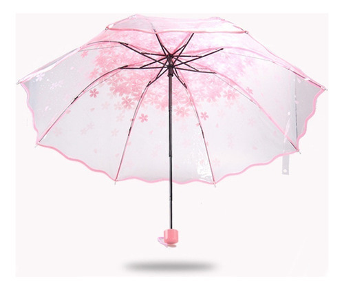 Guarda-chuva Feminino Transparente De Três Dobras Guarda-chu Cor A Desenho Do Tecido Liso