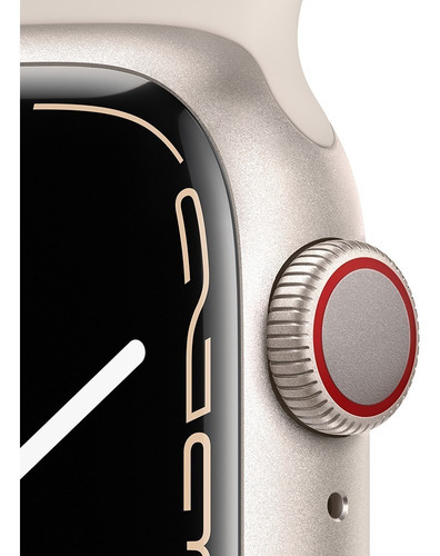 Apple Watch Series 7 (GPS + Cellular, 1.614") - Caja de aluminio color blanco estelar - Correa deportiva blanco estelar