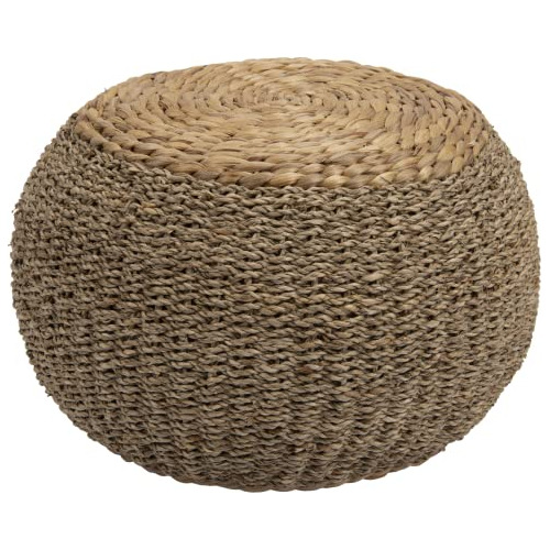 10  H Handwoven Seagrass & Water Hyacinth Pedestal Pouf...