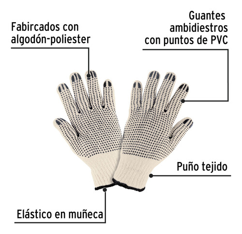 Guantes De Algodón Con Puntos De Pvc En Palma Y Dorso,pretul Marrón Claro
