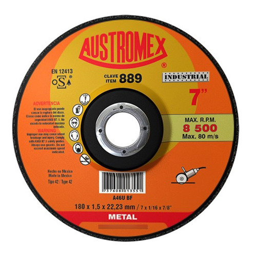 25 Disco Corte Metal 7x1/16x7/8 42 Austromex 889