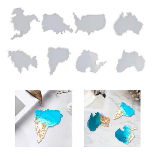 8 Posavasos De Mapa Intercontinental, Fundición De Resina,