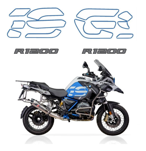 Kit Adesivo Para Bmw R1200 2017 Rallye 17330 Cor Azul