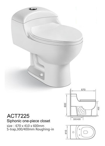 Wc One Piece Descarga Piso 30 Cms 68x41cm Act7225 Dechaus