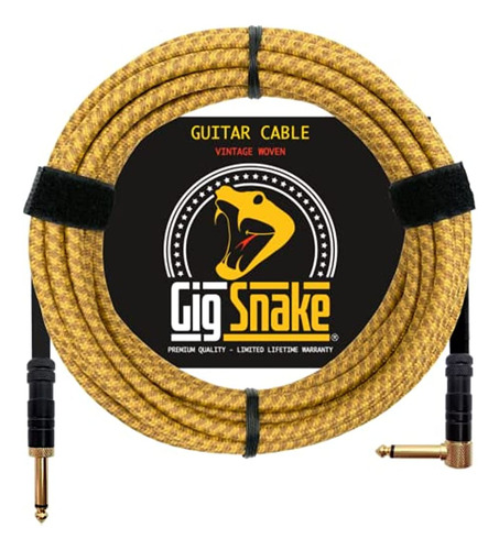 Cable De Guitarra De 20 Pies - Cable De Instrumento Amarillo
