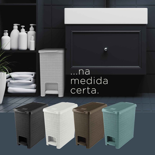 Lixeira Com Pedal Juta Preto Retangular 12l Nitron