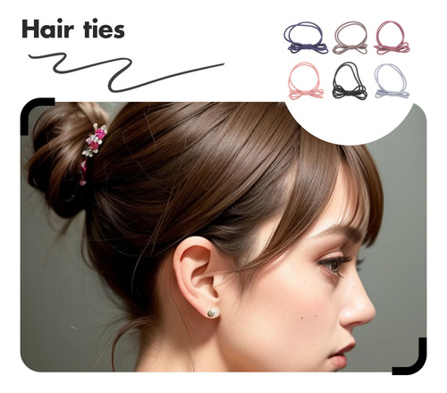 6 Cintas Elásticas De Dos Capas Para El Cabello Con Nudo Elá