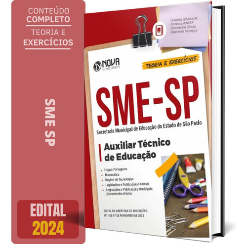 Apostila Sme Sp 2024 - Auxiliar Técnico De Educação