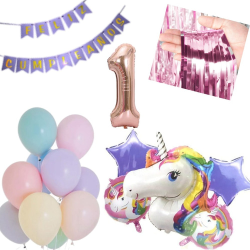 Combo Deco Unicornio 3d+estrellas + Feliz Cumple