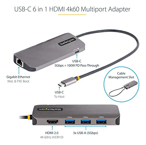 Startech.com Adaptador Multipuerto Usb C, Vídeo Hdmi De 4k 6