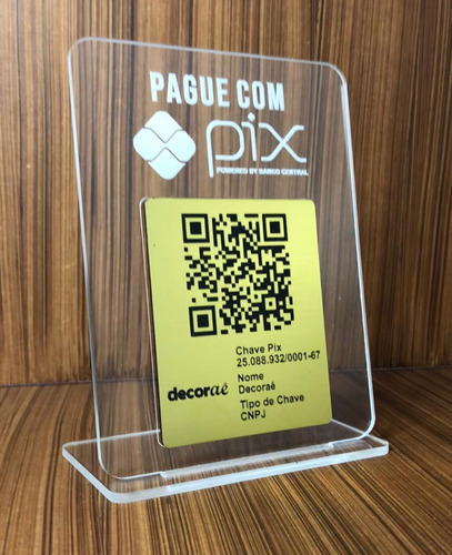 Imagem 3 de 5 de Placa Pix Acrilico Dourado Qr Code Google Instagram Whatsapp