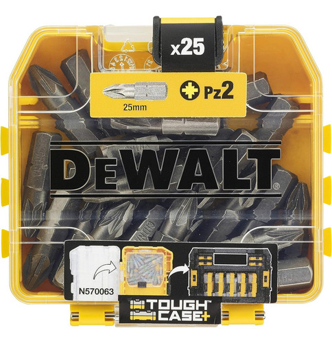Caja De Puntas Profesionales Dewalt Pz2 Pozidriv Tough Case