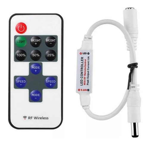 Controlador Rf Cinta Led Unicolor 12v 24v 5v Control Remoto 