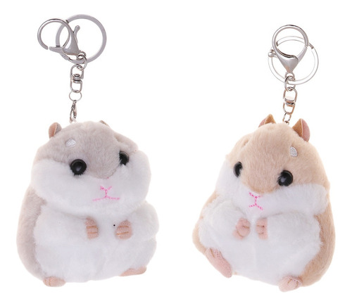 2 Llaveros De Peluche De Hámster Kawaii De Dibujos Animados