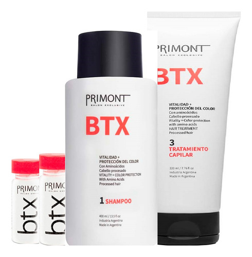 Primont Shampoo Btx + Tratamiento Capilar Btx+ Ampollas Btx