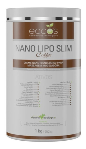 Nano Lipo Slim Coffee Creme P/ Massagem Modeladora 1kg Eccos