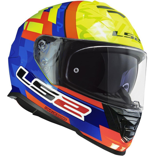 Capacete Ls2 Ff800 Storm Salvador Azul Amarelo Fluor Tamanh