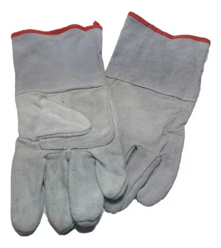 Guantes Cuero Descarne Trabajo Puño Corto Reforzado Par X12 