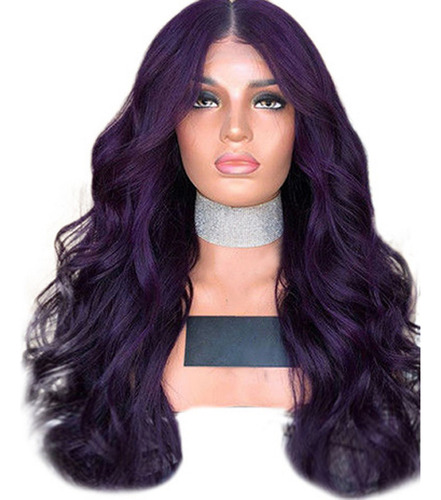 Peluca Completa De Pelo Largo Morado Para Mujer X Fashion 70