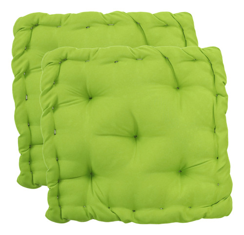 Kit 2 Assento Almofada Futon Turca 40x40x10cm Cor Verde-limão