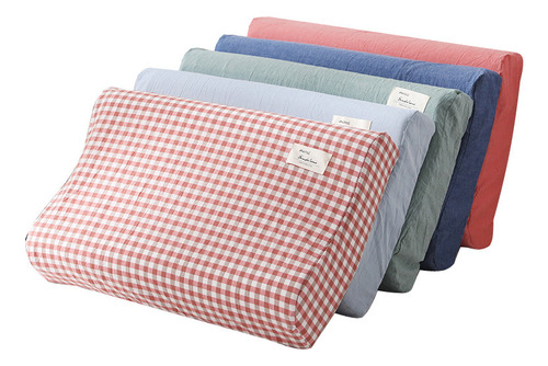 Funda De Almohada De Látex De Algodón Lavado, Azul Vaquero,