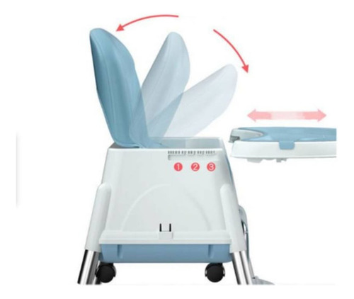 Silla De Comer Para Bebés Azul Ajustable 3 En 1