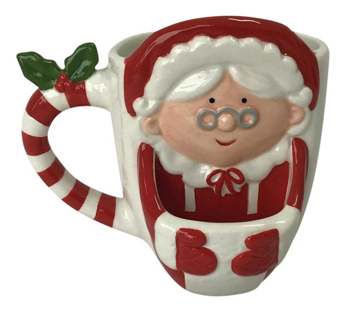 Taza De Cerámica Mamá Santa Roja