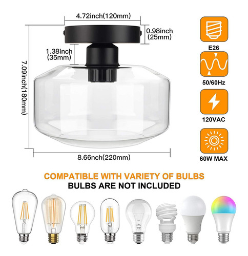 Semi Flush Mount Ceiling Light, Ceiling Light Fixture,