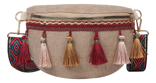 2 Riñonera Bohemia Con Borlas Bolso Bandolera Étnico Para