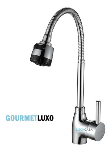 Torneira Gourmet Flexivel De Cozinha De Luxo Fria E Quente Acabamento Brilhante Cor Cinza Claro