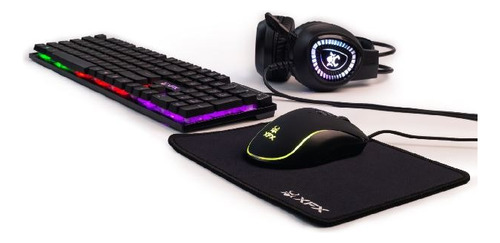 Kit Gamer Teclado Mouse Y Auriculares Xfx Gkp-01 Negro Negro
