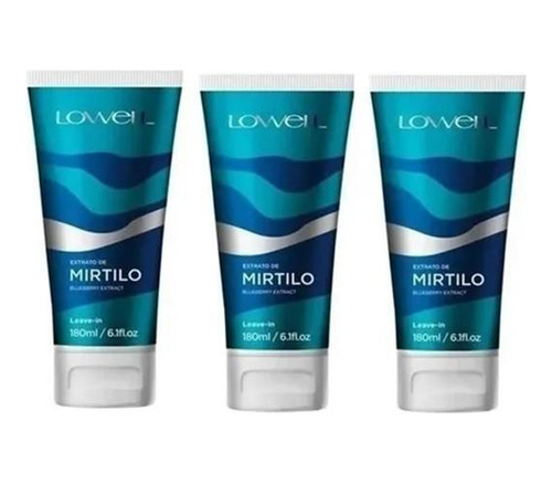 Kit 3 Leave-in Extrato De Mirtilo Sem Enxágue 180 Ml Lowell