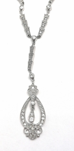 Imagen 3 de 3 de Collar Mujer Vintage Zirconias Plata .925 Moda Gargantilla