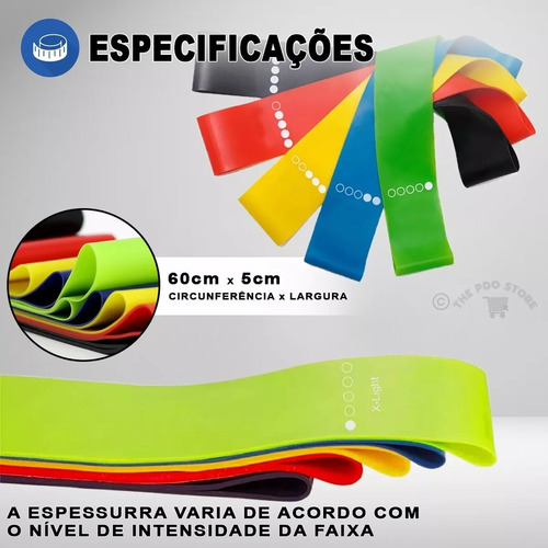 Kit 5 Faixa Elástica Super Mini Band Para Treino Exercícios