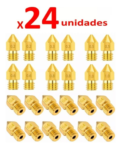 Pack 24 Boquillas, Nozzle Para Impresora 3d Mk8 A Eleccion.