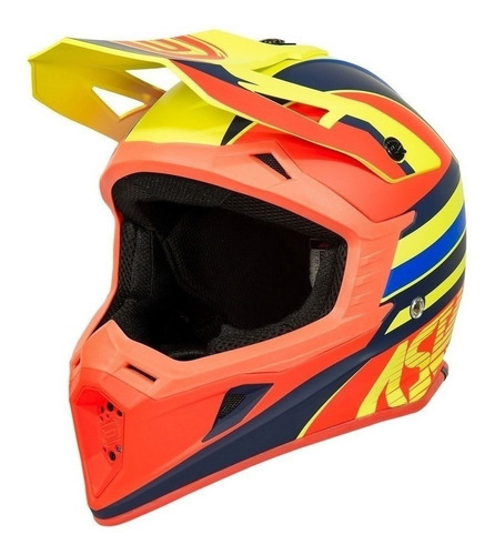 Capacete Velocross Asw Core Torn Motocross Trilha Cores Cor Amarelo-Laranja Tamanho do capacete 56