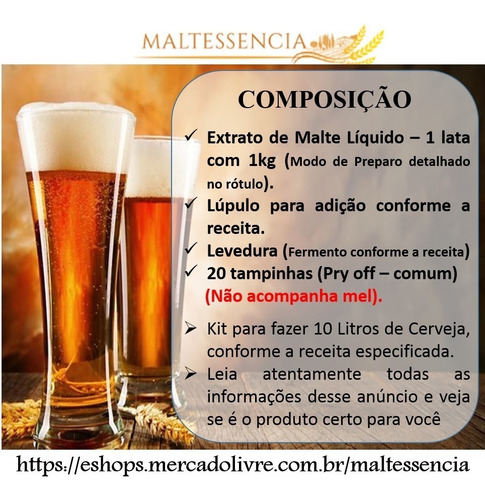 Cerveja Artesanal Honey Porter C/mel Kit Extrato 1kg 4 Kits