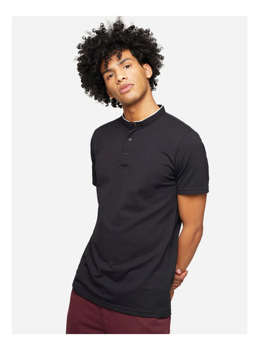 Polo Hombre  Negro  Seven Poliéster 45110554-9909