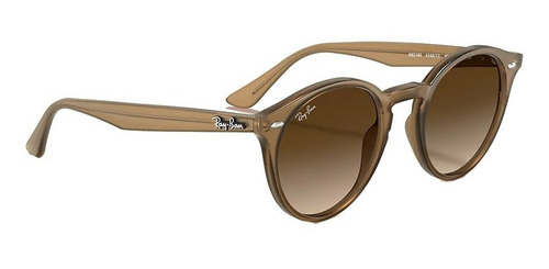 Imagen 3 de 4 de Anteojos de sol Ray-Ban Round RB2180 Standard con marco de propionato color polished light brown, lente brown de plástico degradada, varilla polished light brown de propionato
