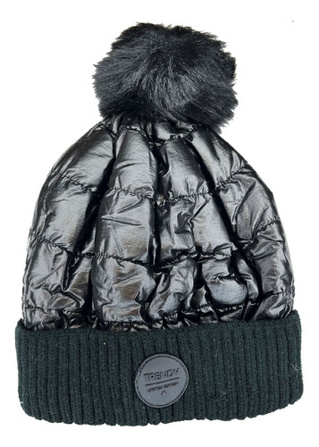 Gorro Urbano Mujer Pompon Invierno Trendy Moda Metalizado