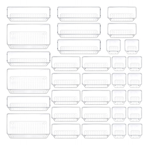 Fixwal Juego De 33 Organizadores De Cajones Transparentes De