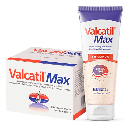 Valcatil Max 60 Capsulas + Valcatil Max Shampoo 300ml